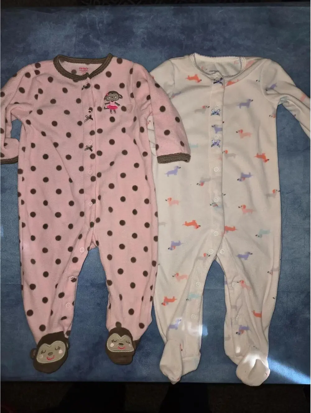 Girls 9 month fleece sleepers
